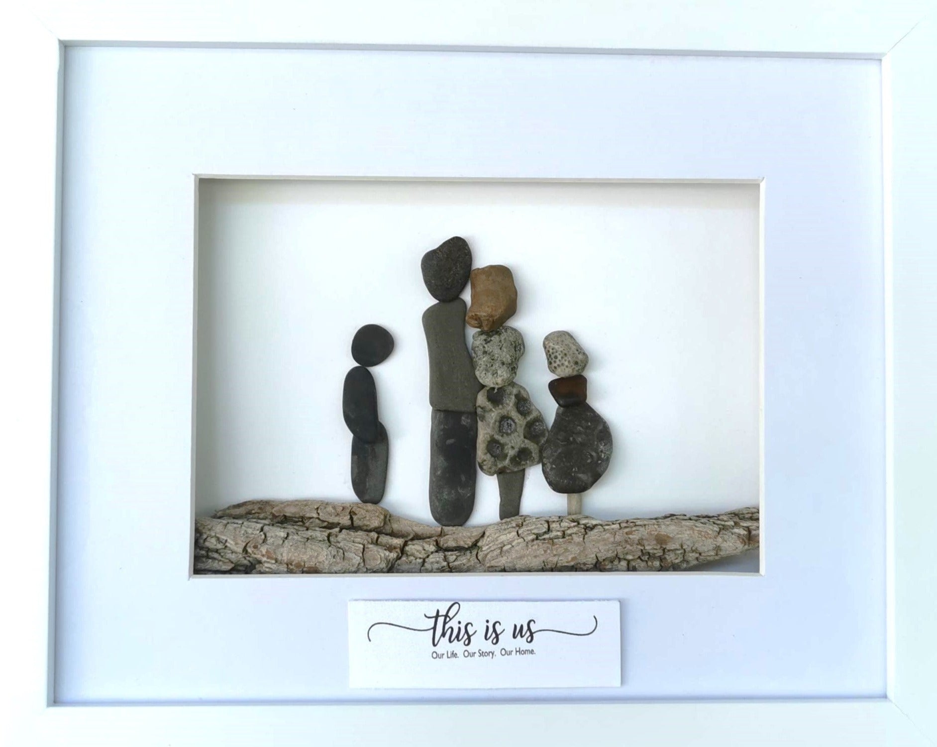 Pebble art.  This is us.  Pebble art family of 4.  Stone family.  Rock family